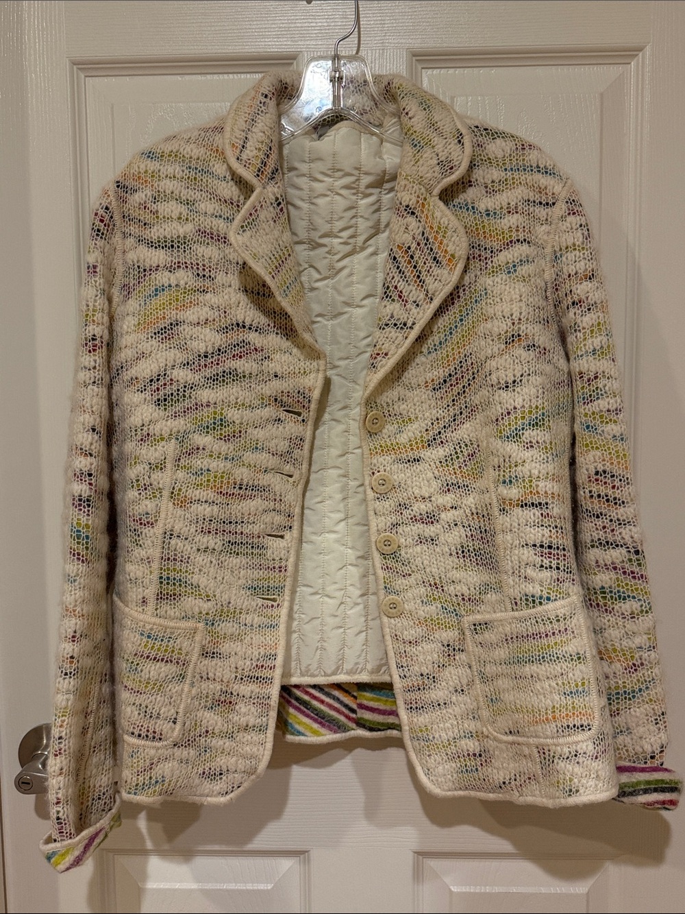 Missoni Sport Cream Multicolor Marled Knit Blazer Jacket